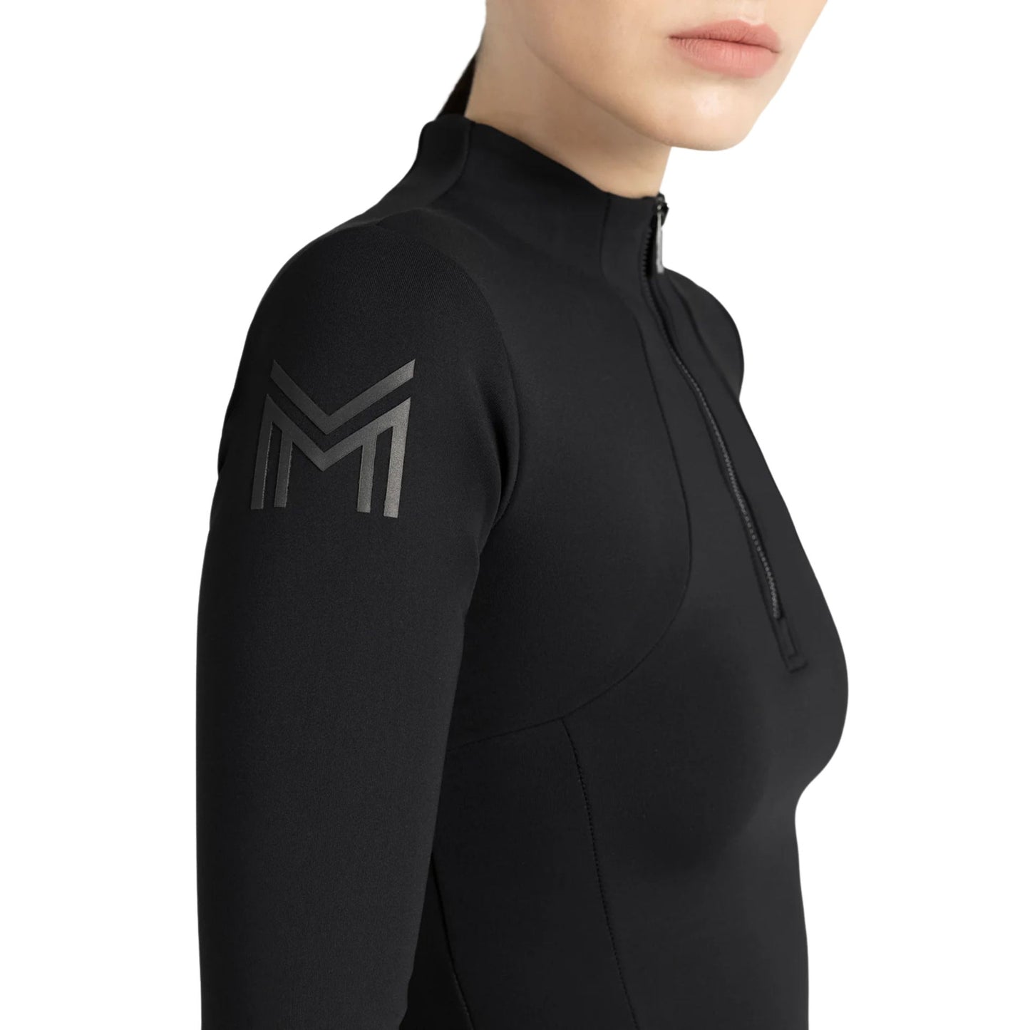 MAXIMILIAN PLAYERA DE ENTRENAMIENTO M/L DAMA MOD. BASE LAYER COL. NEGRO/PLATA